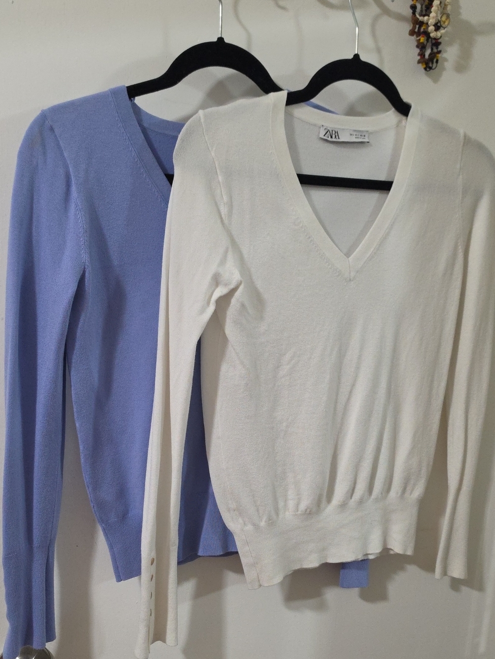 ZARA V-Neck Sweaters in Cream and Lavender And Gold Buttons